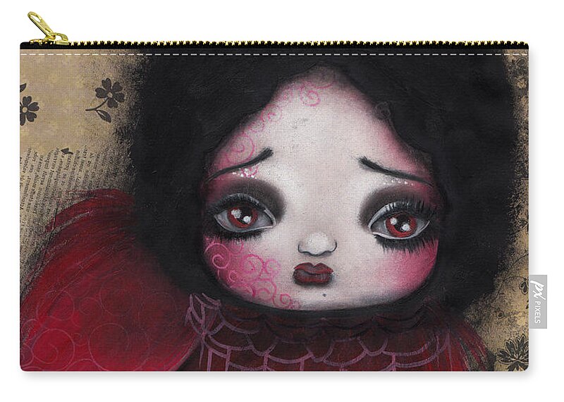 Oil Painting On Paper Carry-all Pouch featuring the painting Bird Girl #1 by Abril Andrade