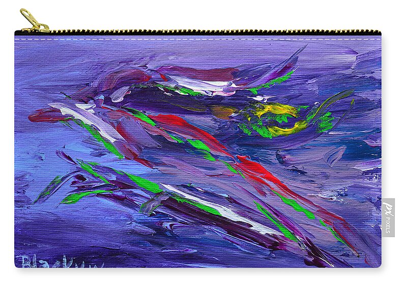 Bold Abstract Zip Pouch featuring the painting Bird Of Paradise by Donna Blackhall