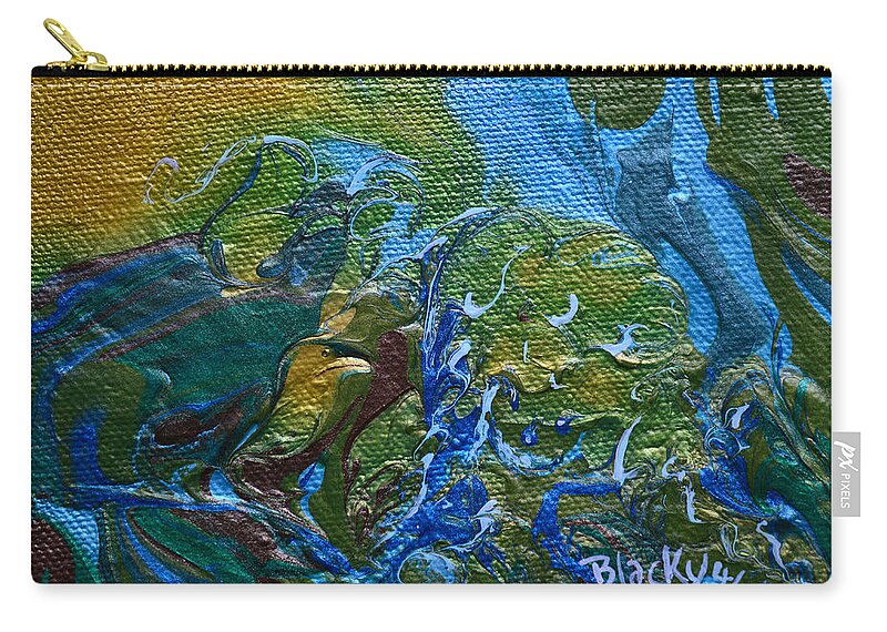 Bird Zip Pouch featuring the painting Bird On A Wire by Donna Blackhall