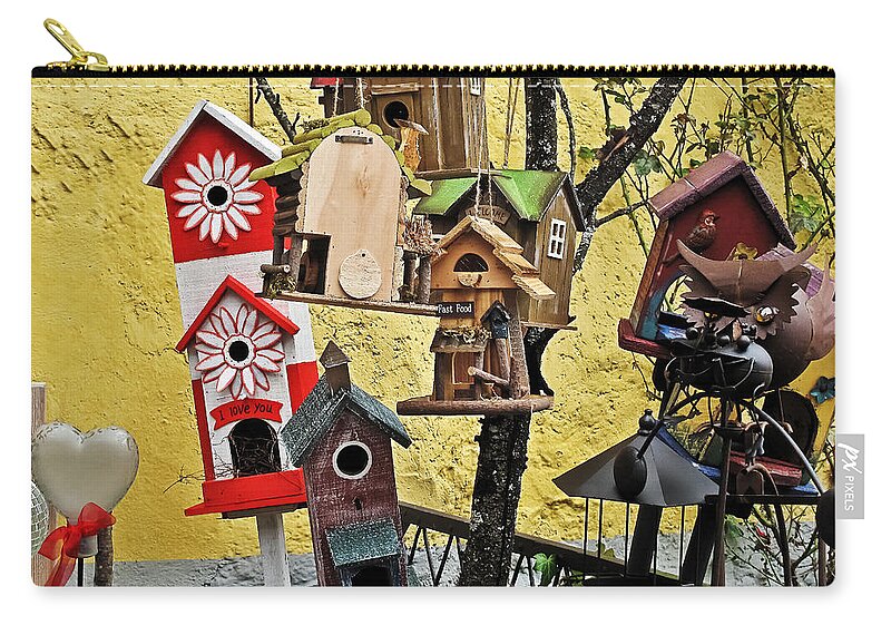 Travel Zip Pouch featuring the photograph Birdhouse Subdivision by Elvis Vaughn