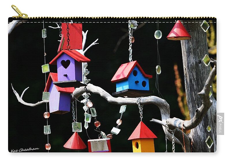 Birdhouses Zip Pouch featuring the photograph Birdhouse Whimsey by Kae Cheatham
