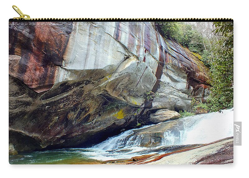 Duane Mccullough Zip Pouch featuring the photograph Birdrock Waterfall in Spring by Duane McCullough