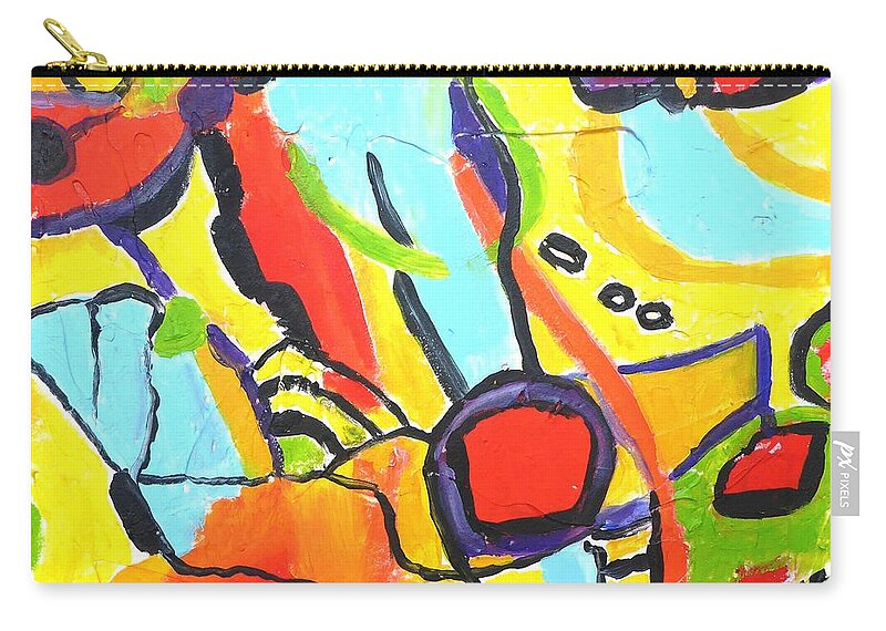Abstract Zip Pouch featuring the painting Birds on a wire by Cristina Stefan