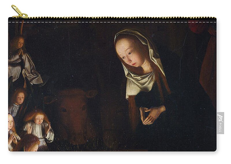 Geertgen Tot Sint Jans Zip Pouch featuring the painting Birth of Jesus by Geertgen tot Sint Jans