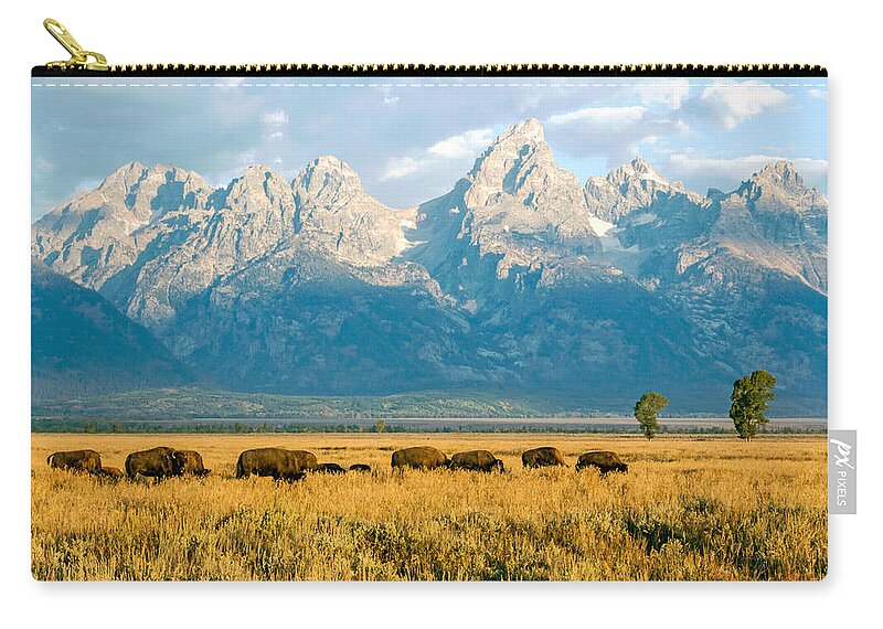 Wild Zip Pouch featuring the photograph Bison Herd by Nicholas Blackwell