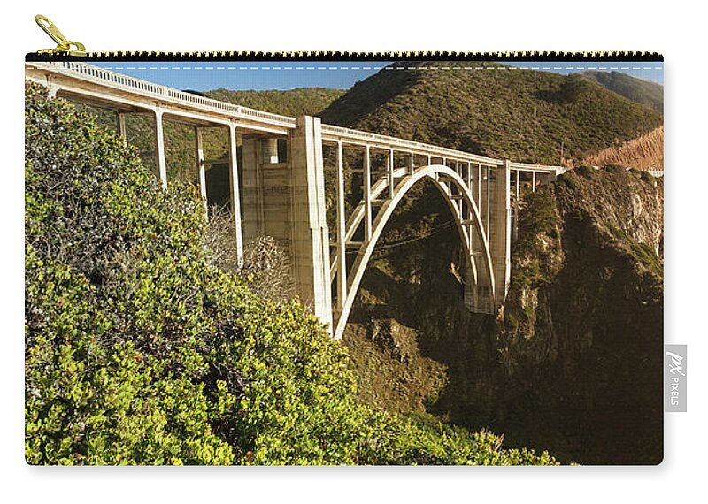 Arch Zip Pouch featuring the photograph Bixby Bridge, Big Sur, California, Usa by Pgiam