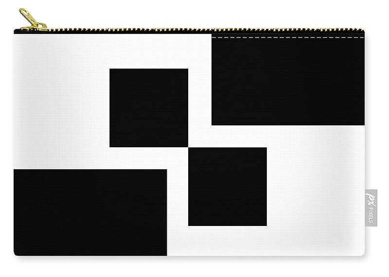 Andee Design Abstract Zip Pouch featuring the digital art Black And White 7 Square by Andee Design