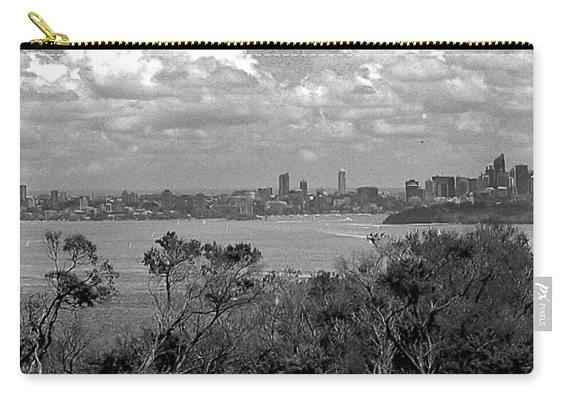 Sydney Zip Pouch featuring the photograph Black and white Sydney by Miroslava Jurcik