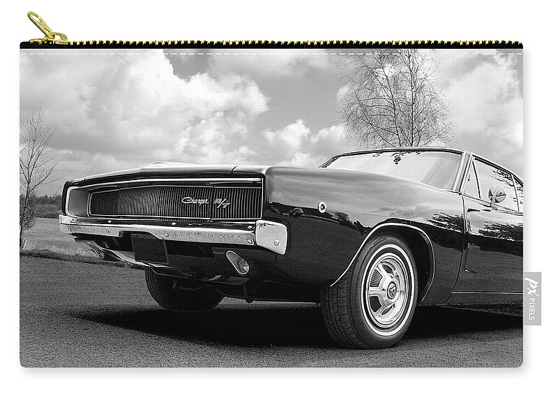 Dodge Charger Zip Pouch featuring the photograph Black Beaut - Charger R/T by Gill Billington