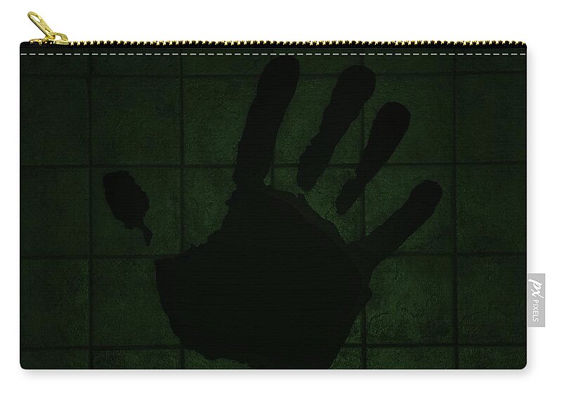 Hand Zip Pouch featuring the photograph Black Hand Olive Green by Rob Hans