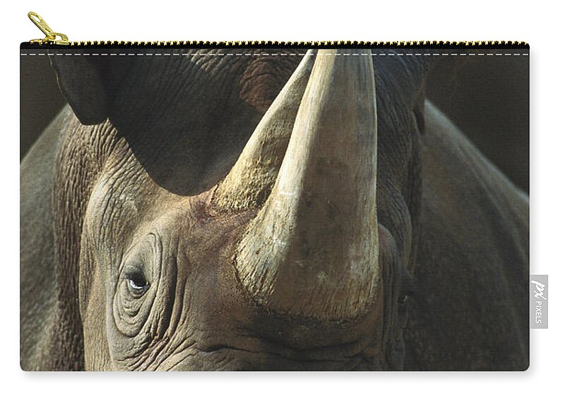 Feb0514 Zip Pouch featuring the photograph Black Rhinoceros Portrait by San Diego Zoo