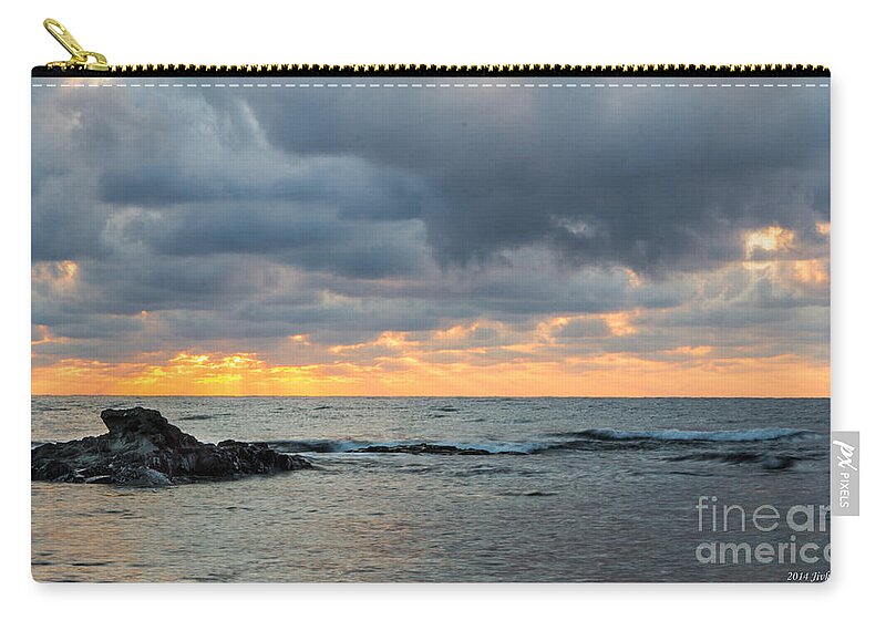 Black Sea Zip Pouch featuring the photograph Black Sea Sunrise Before Storm by Jivko Nakev