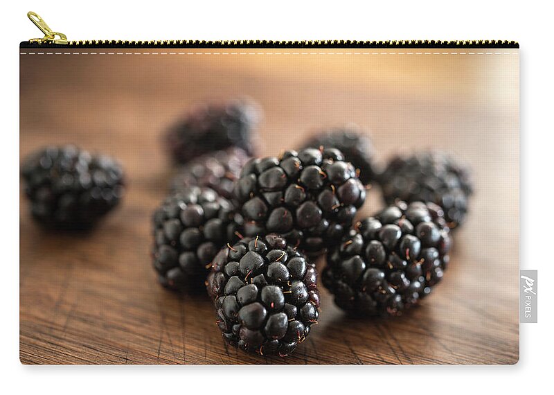 Cutting Board Zip Pouch featuring the photograph Blackberries by J Shepherd