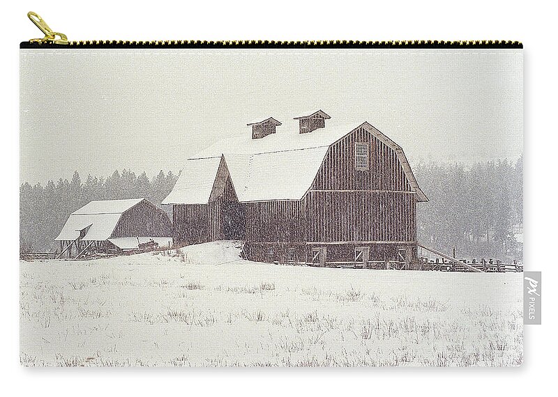 Snow Zip Pouch featuring the photograph Blizzard Is On by Sharon Elliott