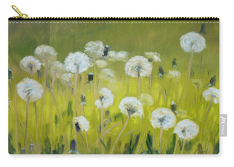 Dandelion Zip Pouch featuring the painting Blow balls by Irek Szelag
