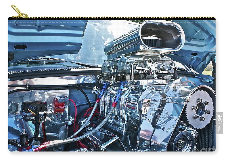 Chrome Zip Pouch featuring the photograph Blower Shop by Linda Bianic