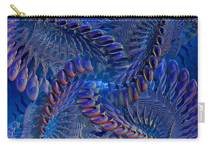 3d Zip Pouch featuring the digital art Blue 3 by Deborah Benoit