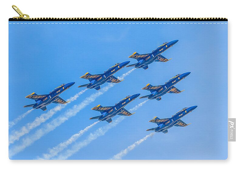 Blue Zip Pouch featuring the photograph Blue Angels Series Number Three by Constance Sanders