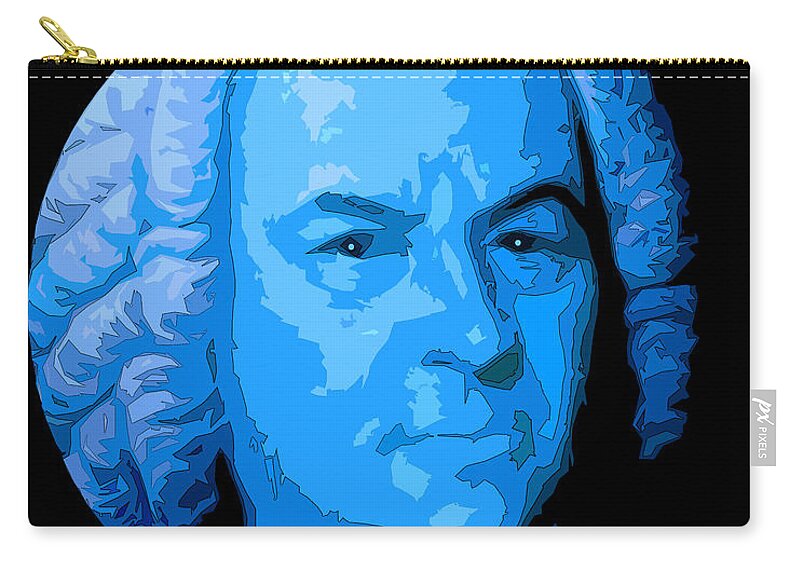 Classical Music Zip Pouch featuring the digital art Blue Bach by John Vincent Palozzi