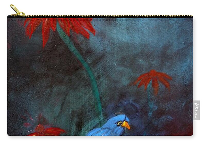 Blue Bird Zip Pouch featuring the painting Blue Bird by Cynthia Amaral