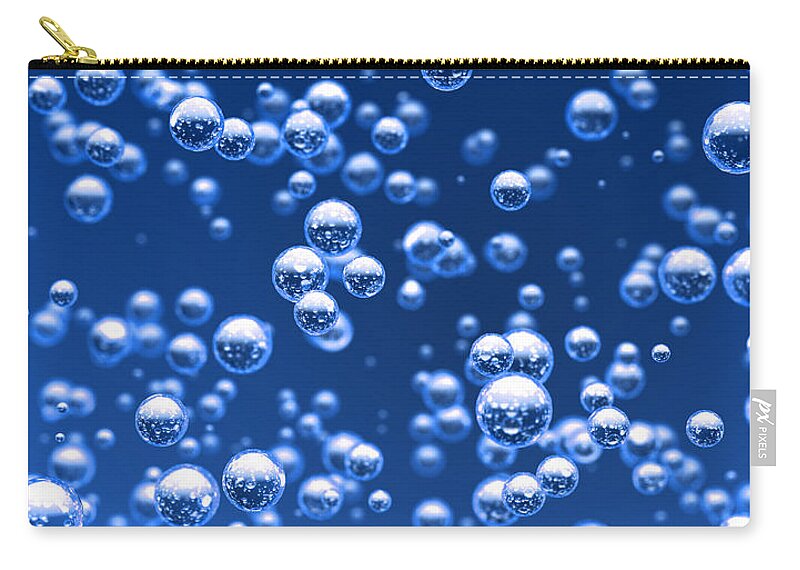 Bubble Zip Pouch featuring the digital art Blue bubbles by Bruno Haver