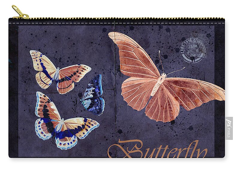 Butterflies Zip Pouch featuring the digital art Blue Butterfly Etc - s044a by Variance Collections