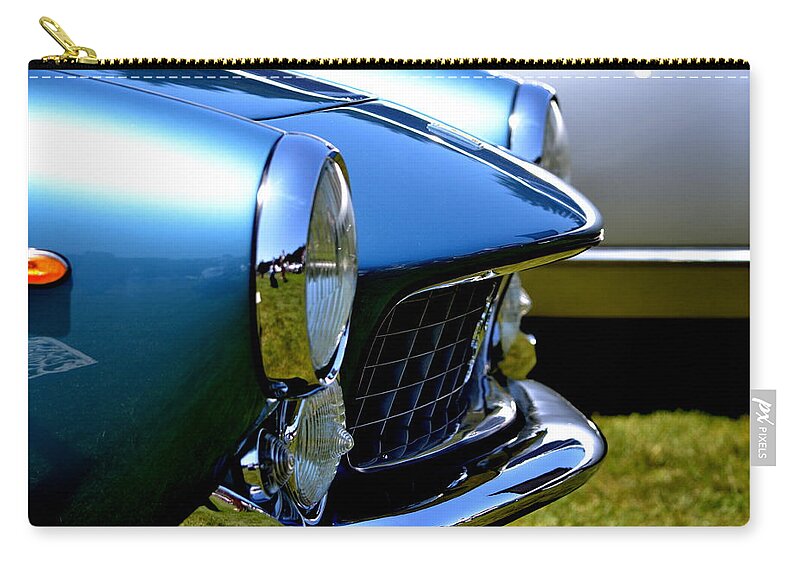 Car Zip Pouch featuring the photograph Blue Car by Dean Ferreira