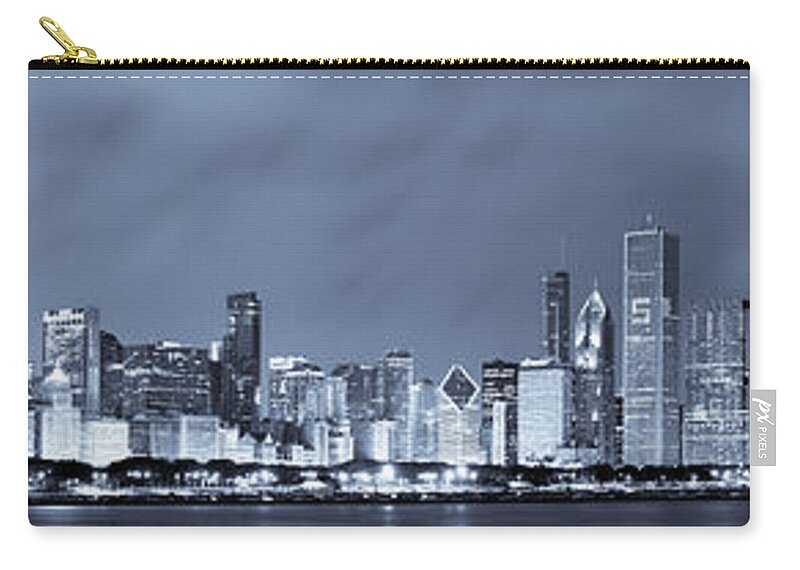 Chicago Skyline Zip Pouch featuring the photograph Blue Chicago Skyline by Sebastian Musial