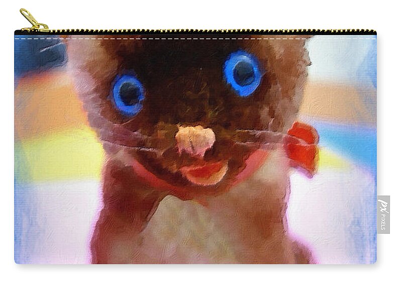 Simey Stuffed Animal Zip Pouch featuring the painting Blue Eyed Kitty by Joan Reese