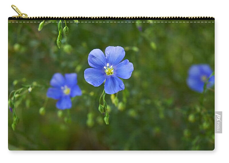 Blue Carry-all Pouch featuring the photograph Blue Flax by Mary Lee Dereske