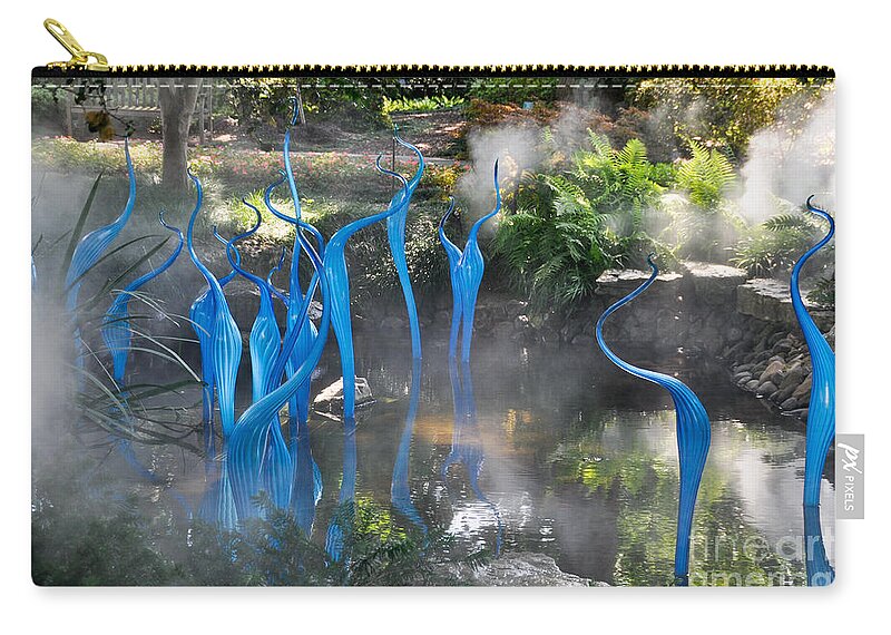 Blue Glass Zip Pouch featuring the photograph Blue Fog by Cheryl McClure
