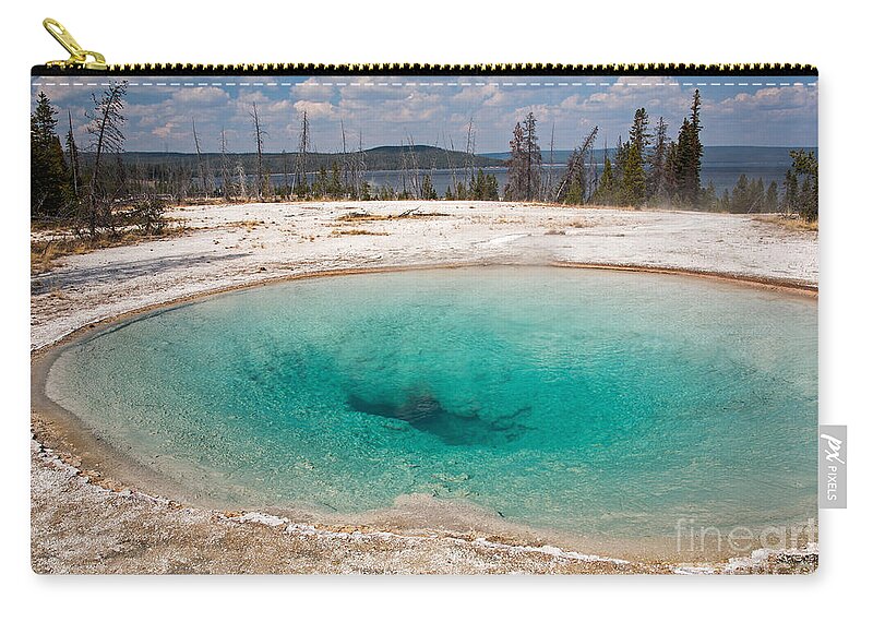 Autumn Zip Pouch featuring the photograph Blue Funnel Spring in West Thumb Geyser Basin by Fred Stearns