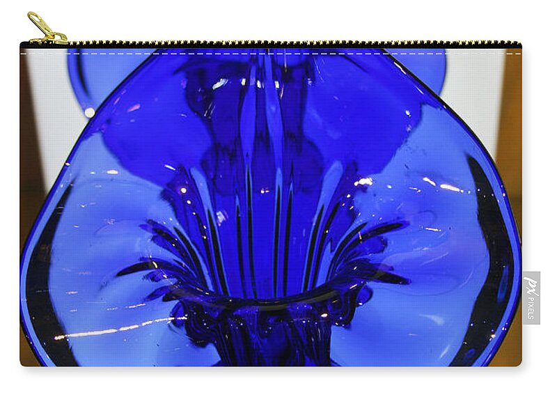 Glass Zip Pouch featuring the photograph Blue Glass Vases 1 by Karen Adams