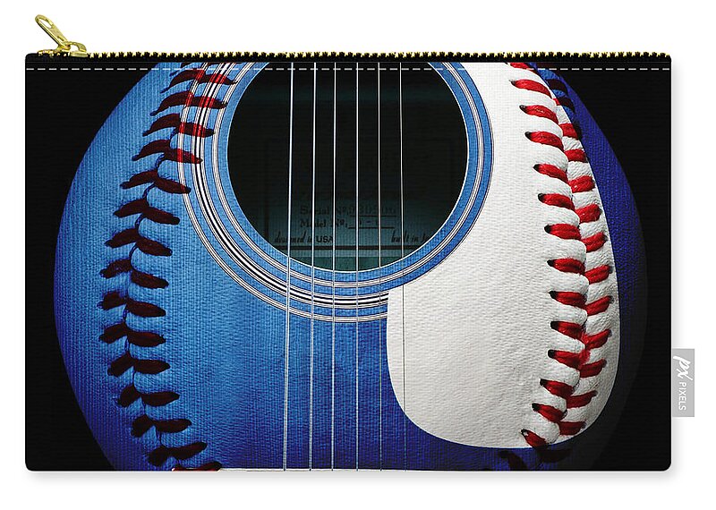 Baseball Zip Pouch featuring the photograph Blue Guitar Baseball Square by Andee Design