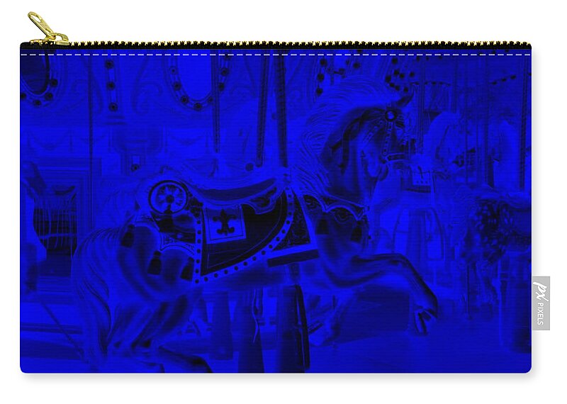 Carousel Zip Pouch featuring the photograph Blue Horse by Rob Hans