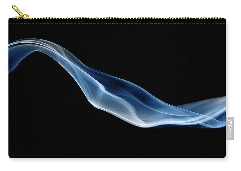 Smoking Issues Zip Pouch featuring the photograph Blue Jet Of Smoke by Anthony Bradshaw