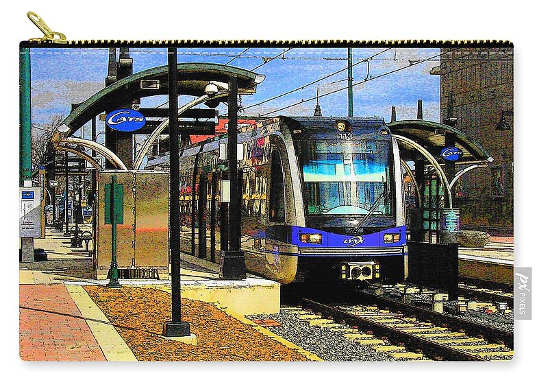 Light Rail Zip Pouch featuring the photograph Blue Line by Rodney Lee Williams