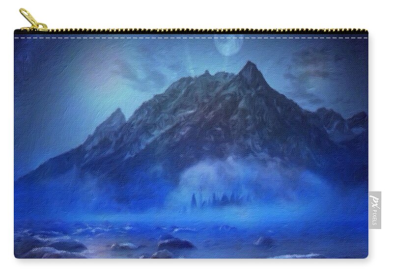 blue Mist Rising Zip Pouch featuring the digital art Blue Mist Rising by Mark Taylor