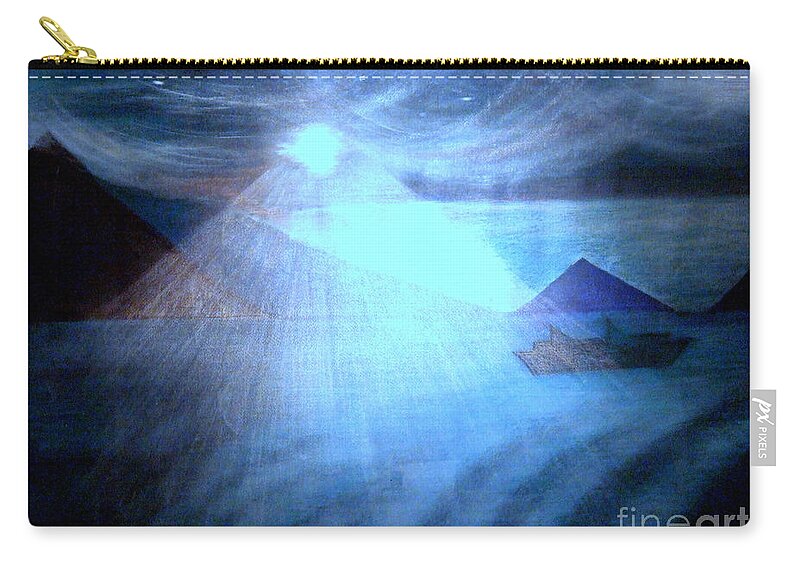 Moon Zip Pouch featuring the painting Blue Moon Sailing by Kumiko Mayer