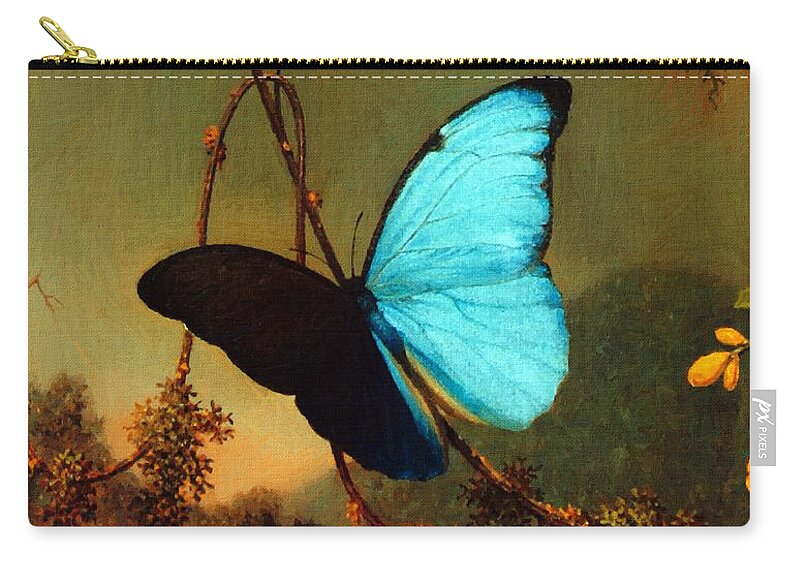 Martin Johnson Heade Carry-all Pouch featuring the painting Blue Morpho Butterfly by Martin Johnson Heade