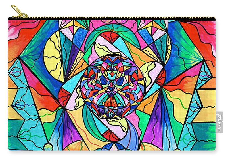 Vibration Zip Pouch featuring the painting Blue Ray Transcendence Grid by Teal Eye Print Store