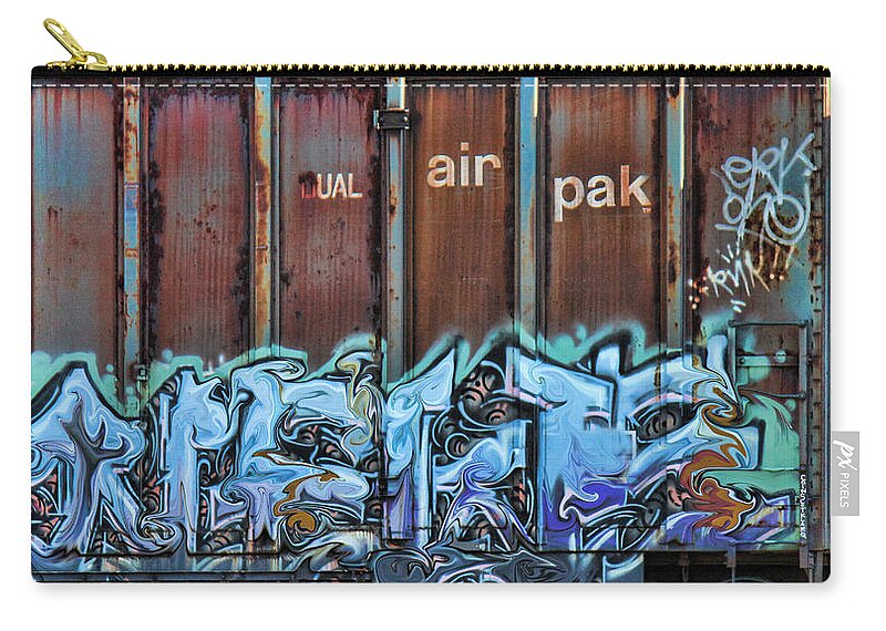 Blue Graffiti Zip Pouch featuring the photograph Blue Rust by Sylvia Thornton