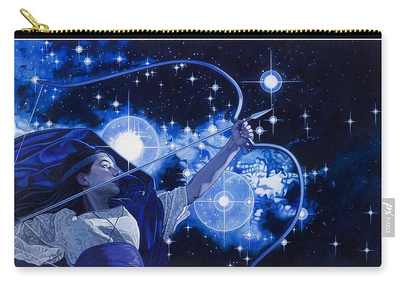 Whelan Zip Pouch featuring the painting Blue Stardust by Patrick Whelan