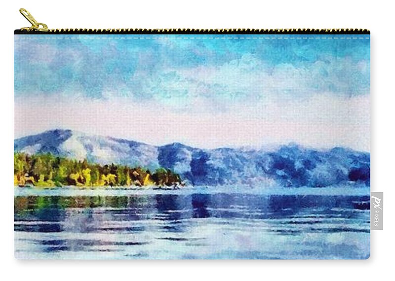 California Zip Pouch featuring the painting Blue Tahoe by Jeffrey Kolker
