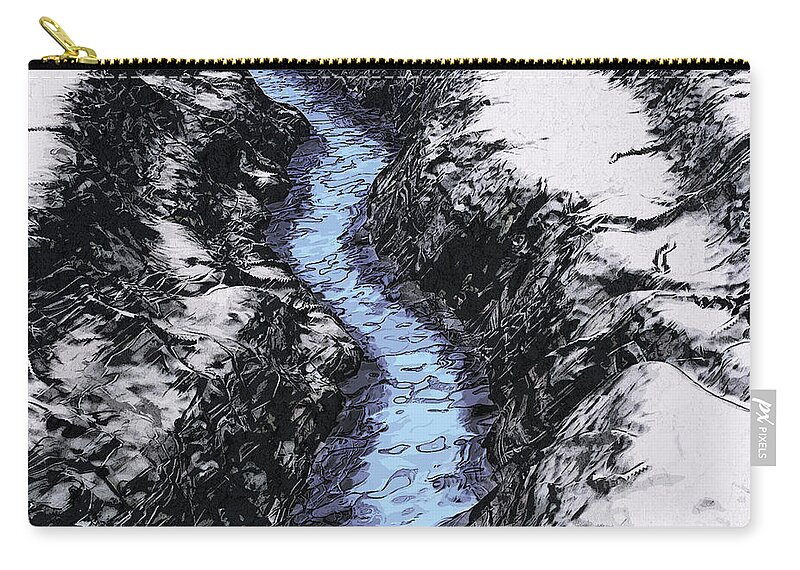 Water Zip Pouch featuring the digital art Blue Water On Ice by Phil Perkins