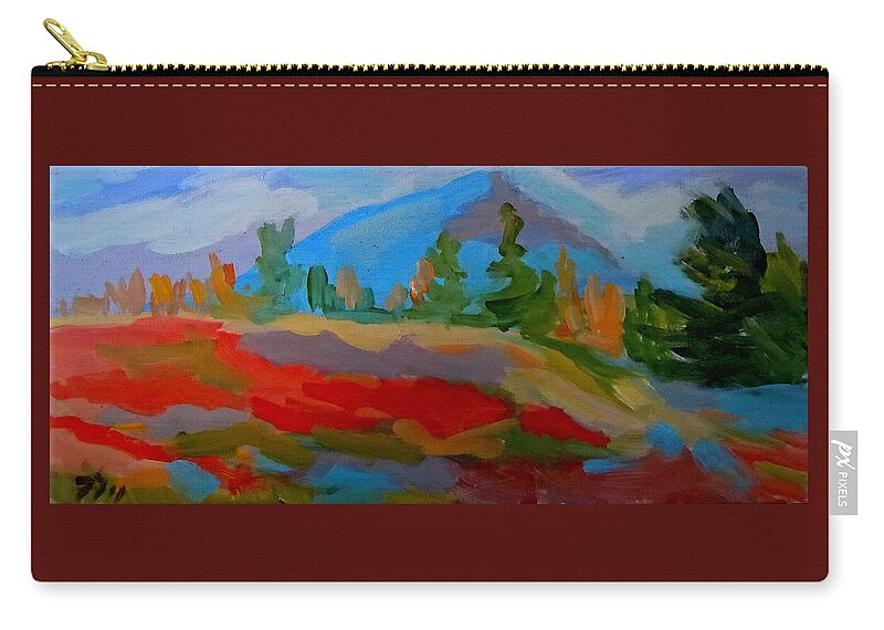 Oil Paintings Zip Pouch featuring the painting Blueberry Mountain by Francine Frank
