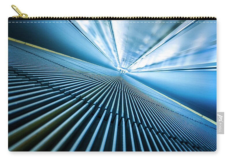 Speed Zip Pouch featuring the photograph Blurred Motion Of Airport Moving Walkway by Bjdlzx