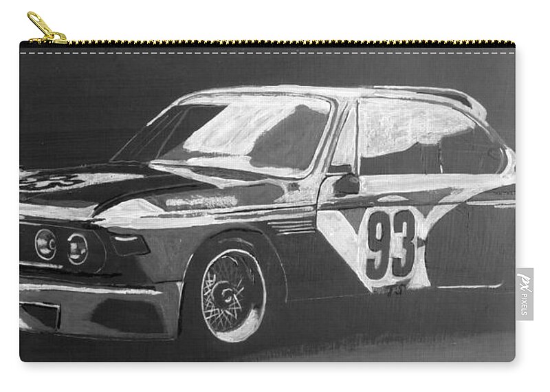 Bmw Zip Pouch featuring the painting BMW 3.0 CSL Alexander Calder Art Car by Richard Le Page