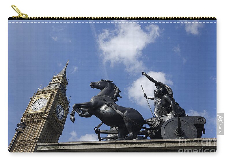 Boadecia Zip Pouch featuring the photograph Boadecia and Big Ben by Steev Stamford
