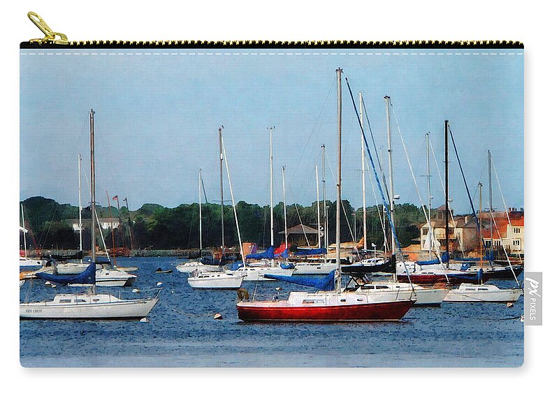 Newport Zip Pouch featuring the photograph Boat - Group of Sailboats Newport RI by Susan Savad